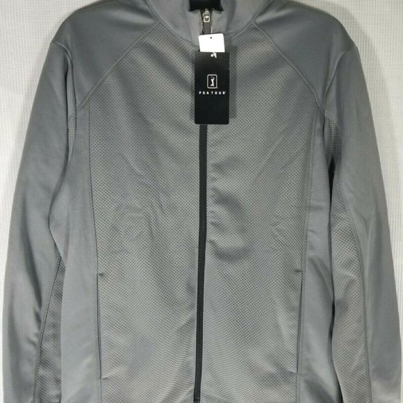 PGA Tour Golf Texture Fall Jacket Quiet Shade Gray S M Quarter Zip Collar NWT - Picture 6 of 8
